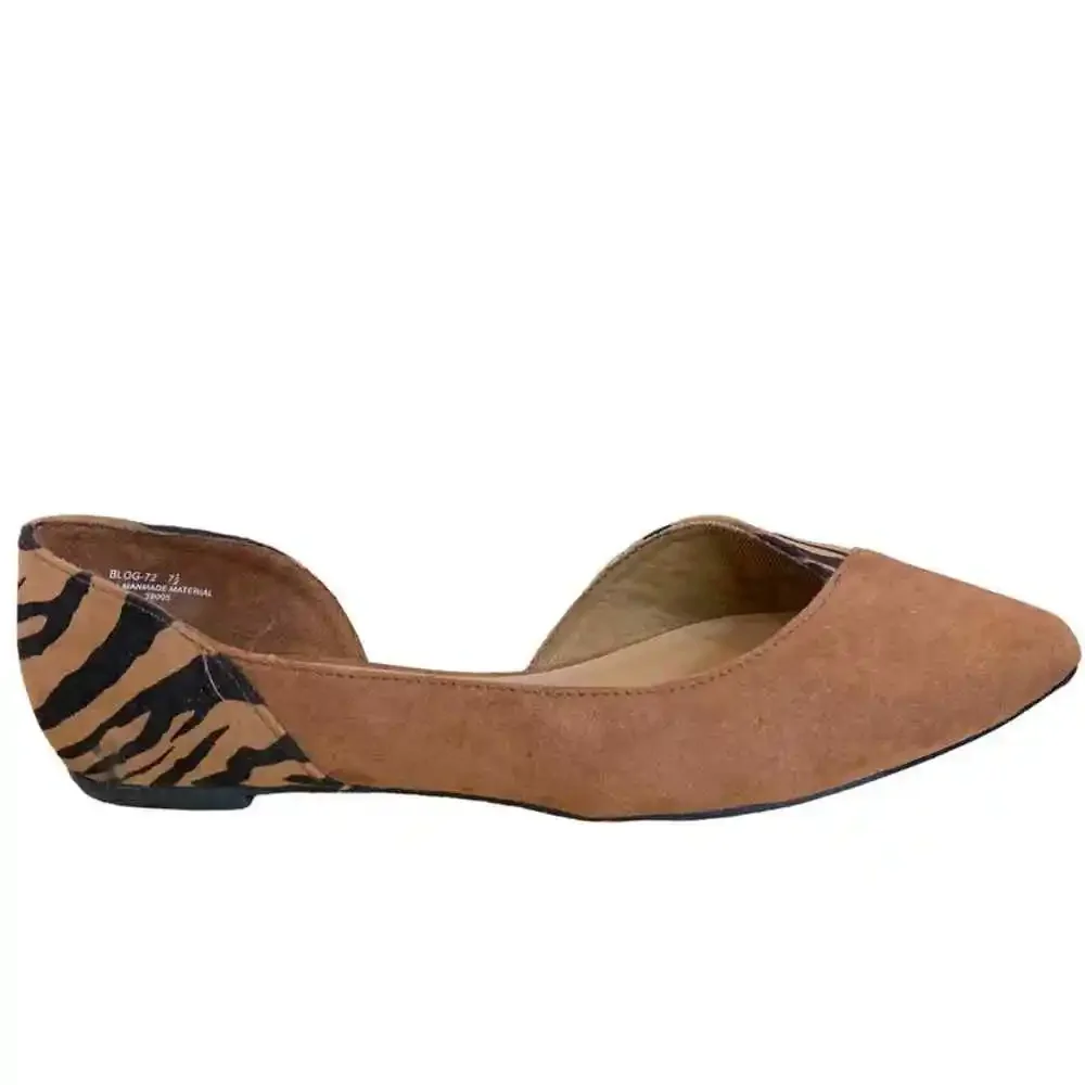 Bamboo half zebra stripe half‎ solid brown and black flat shoes size 7.5 - Picture 4 of 8
